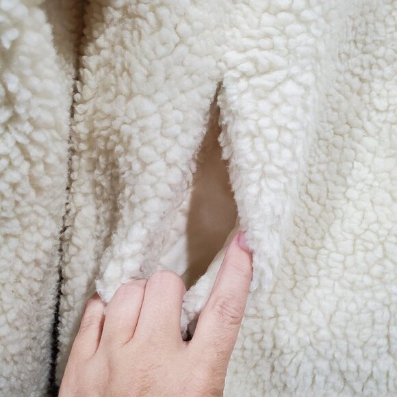BDG Urban Outfitters Women's Cream Full-zip Sherpa Jacket Pockets Size M - Picture 6 of 12
